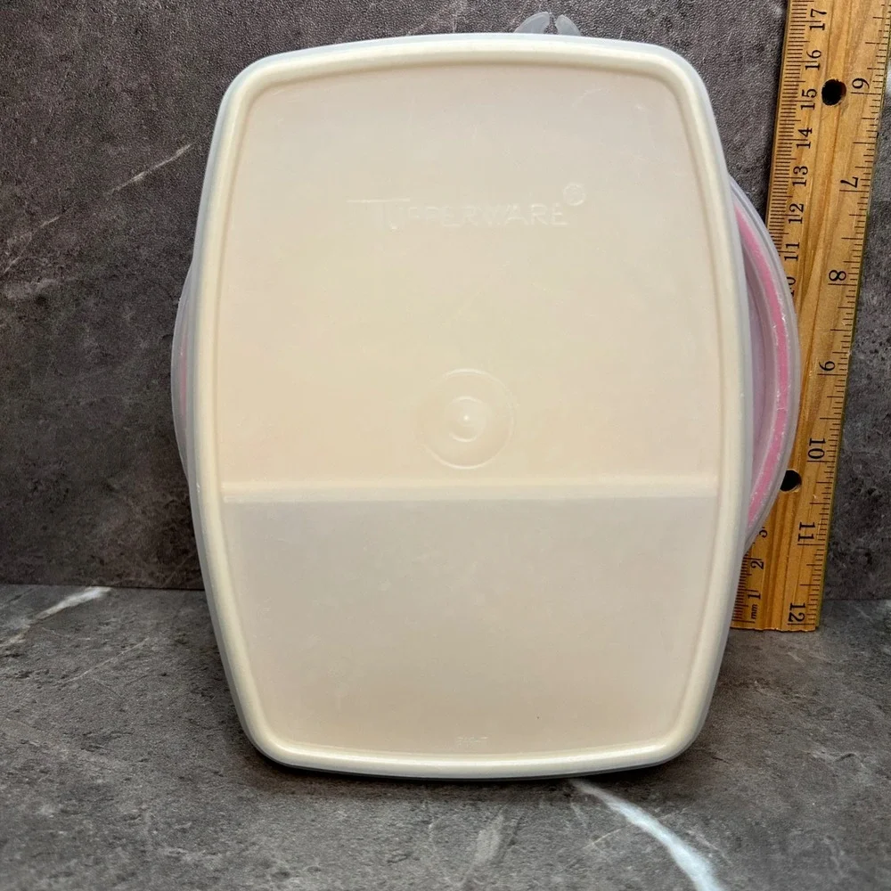 Vintage Tupperware Divided Food Storage Set Round Red Rectangular Gold 2pc Lot